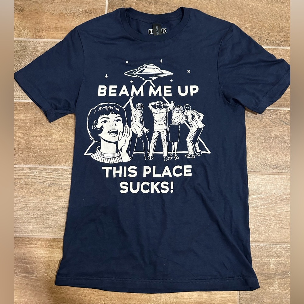 Stranger Things Graphic Tee Navy Beam Me Up